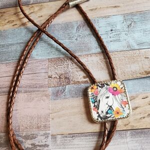 Handmade Western Bolo Tie horse Cowgirl Western Boho Rodeo